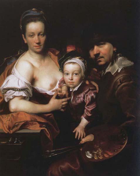 Johann kupetzky Portrait of the Artist with his Wife and Son Sweden oil painting art